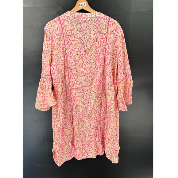 Blu Threads rockflower paper tunic top boho hippy floral pink popover hippie XL - Picture 11 of 13